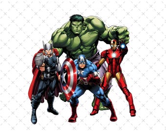 Avengers Superheroes PNG SVG: Iron Man, Hulk, Captain America (Digital Download)