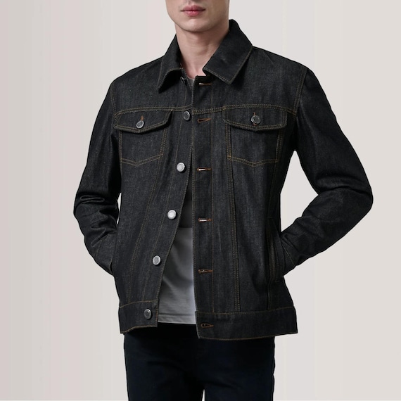 Raw Black Japanese Denim Trucker Jacket | 12oz Rigid Workwear Coat