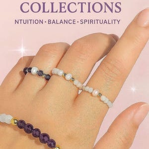 Moonstone/Amethyst Crystal Chakra Ring