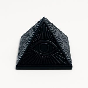 Hand-Carved Black Obsidian Eye Pyramid, Chakra Healing Decor