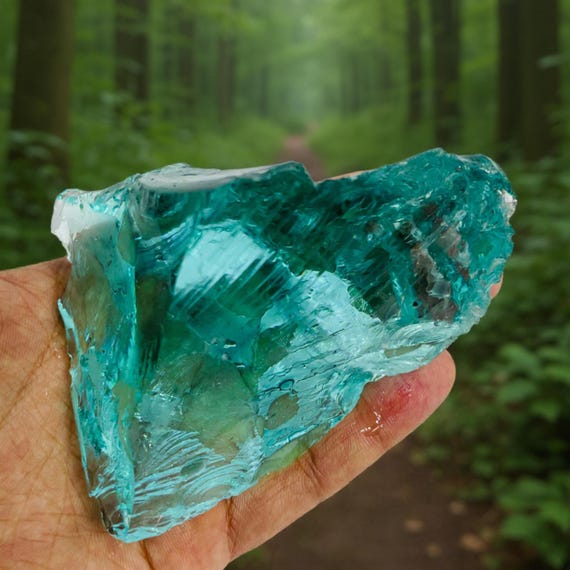 Aqua Blue Obsidian Crystal Chunk – Raw Healing Gemstone, Reiki