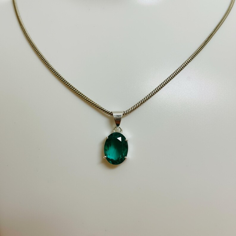 Oval Cut Emerald Pendant with Chain Included