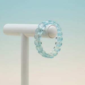 Aqua Blue Gemstone Bracelet, 14MM Oval Bead Healing Jewelry