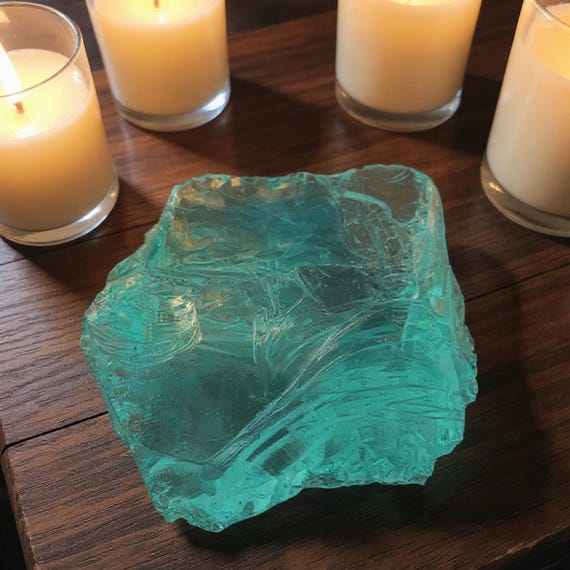 Aqua Blue Obsidian Raw Crystal Chunk 225-325 CT– Healing Stone for