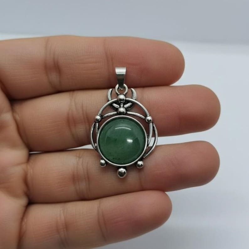 Handmade Green Aventurine Pendant Cabochon Cut