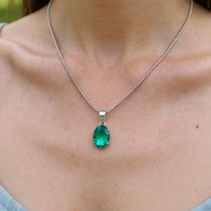 Handmade Oval Emerald Crystal Pendant