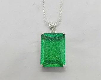 Emerald Cut Monarch Opal Pendant | Sterling Silver Necklace