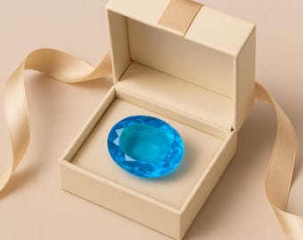 Topazio blu svizzero naturale, ovale, 70-75 ct, pietra portafortuna di dicembre, pietra per la creazione di gioielli