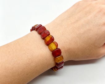 Pulsera de cornalina natural, cuentas ovaladas de 14 mm, joyería curativa unisex.