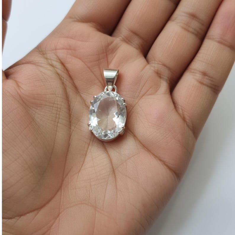 Healing crystal white sapphire pendant