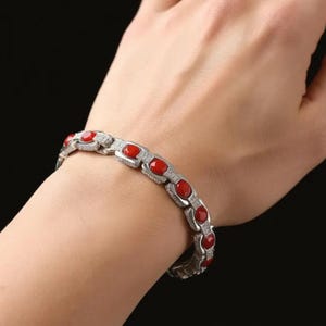 Handmade Red Jasper Gemstone Bracelet Silver Plated Certified Healing Crystal Jewelry Protection Energy Gift Stylish Wear