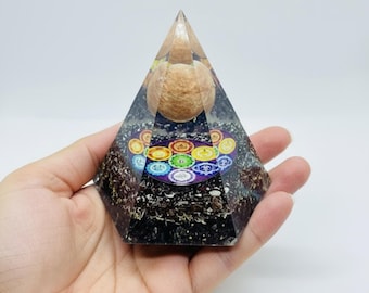 Handmade Garnet Crystal Pyramid, Chakra Balancing, Spiritual Decor