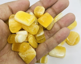 Yellow Calcite Tumbled Stones – Natural Crystals for Confidence & Meditation