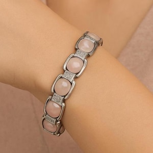 Certified Rose Quartz Healing Bracelet Silver Plated Handmade Crystal Jewelry Love Energy Balance Gift for Women Men