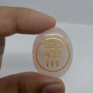 Rose Quartz Palm Stone | Engraved 528 432 111 Code