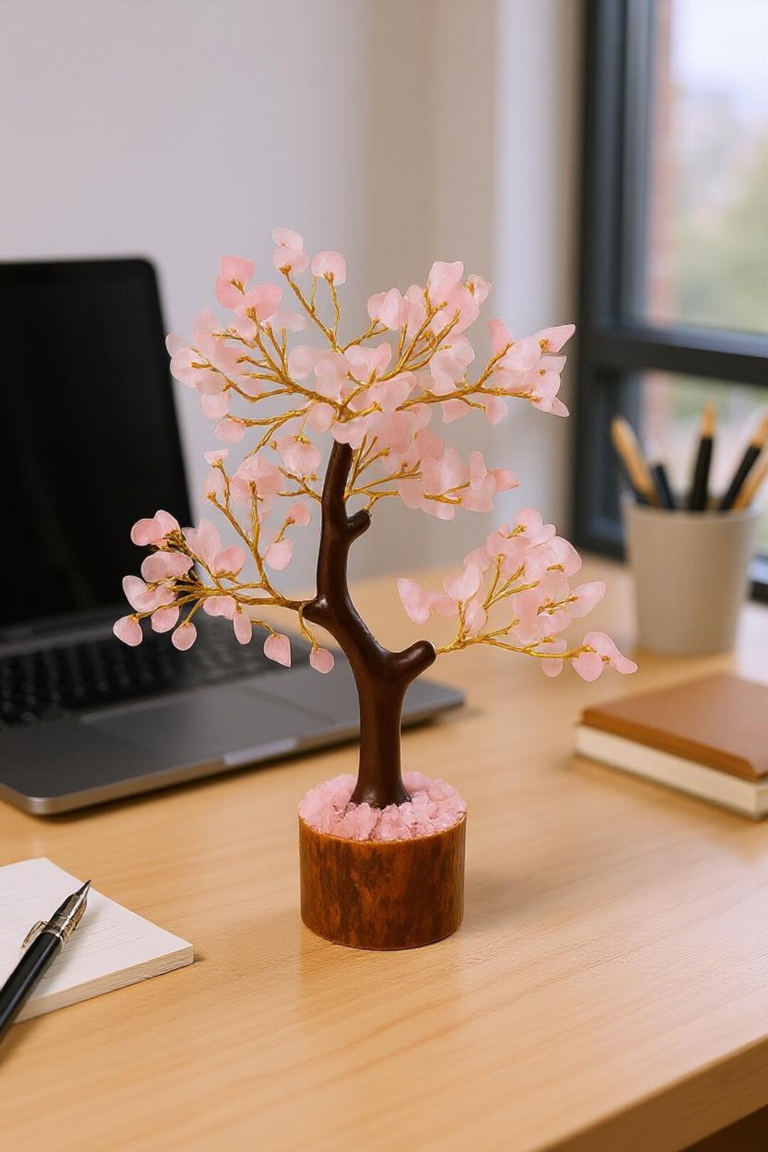 Rose Quartz Crystal Tree of Life | Healing Energy Decor, Gemstone