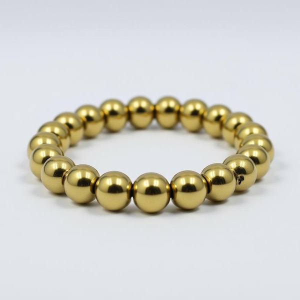 Golden Pyrite Bracelet | Handmade Energy Crystal, Unisex 8mm Bead