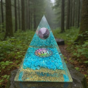Aquamarine Orgone Pyramid for Home Decor