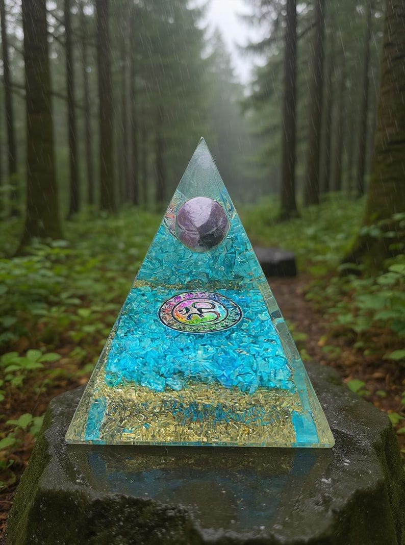 Aquamarine Orgone Pyramid for Home Decor