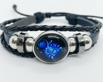 Zodiac Sign Bracelet - Scorpio Constellation Leather Bracelet - Adjustable Astrology Jewelry