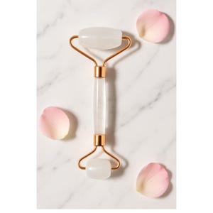 Clear Quartz Crystal Beauty Roller Natural Stone Facial Massager for Wrinkle Care, Stress Relief, Healing Energy, Skincare Routine ,Spa Gift