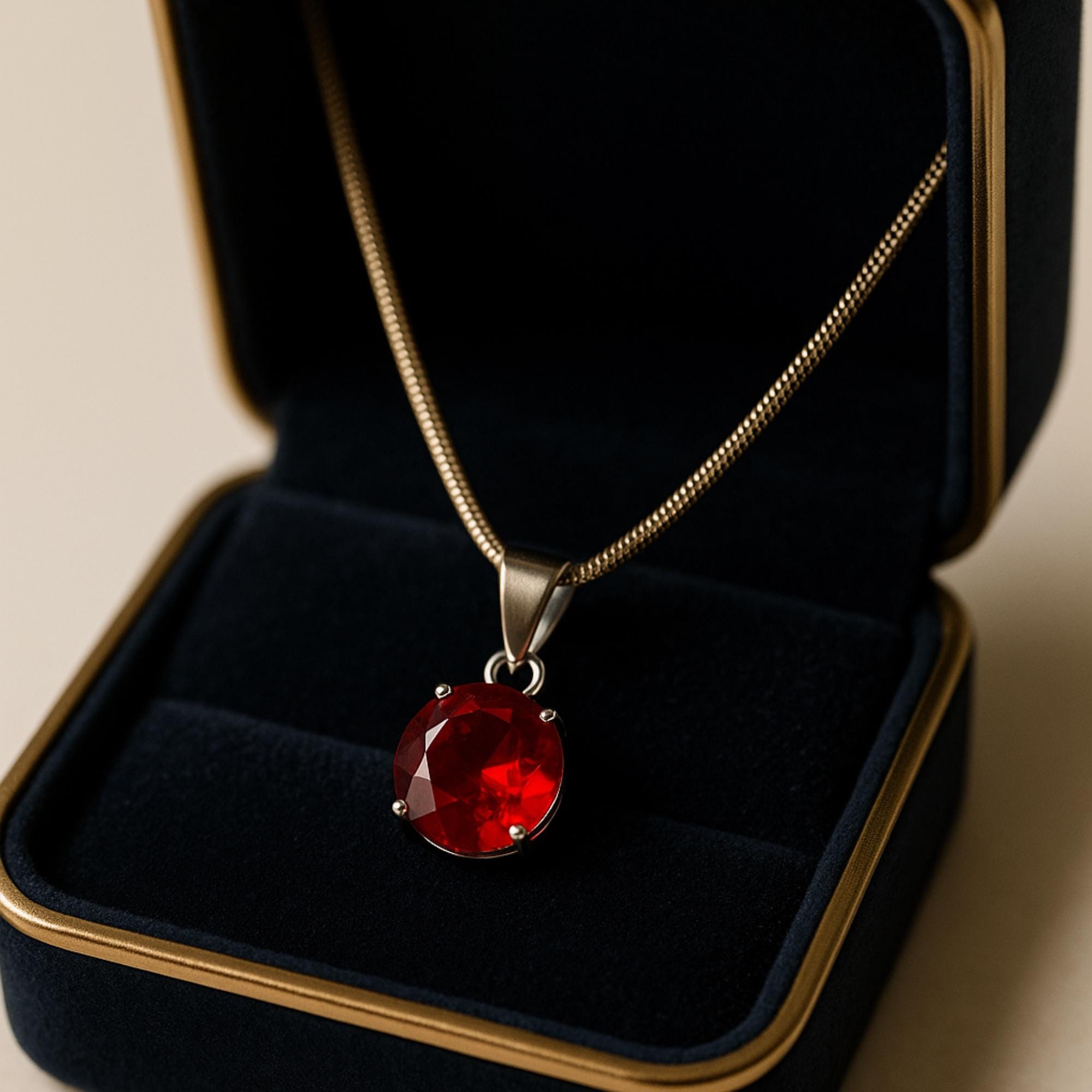 Red stone silver necklace - Etsy 日本