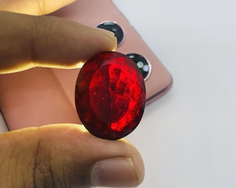 AAA++ Mozambique Ruby Oval Loose Gemstone | 40-45CT Red Natural Precious Stone for Jewelry Making