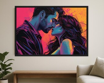 Canvaskunst abstract stel: ingelijst romantisch pop-artdecor