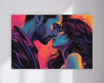 Canvaskunst abstract stel: modern romantisch interieur