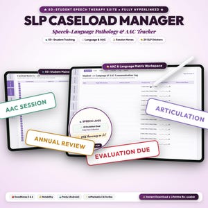 SLP Caseload Manager Digital Planner, Speech Therapy IEP Goal Tracker, Speech Pathologist Binder, Articulation Log, Goodnotes iPad PDF