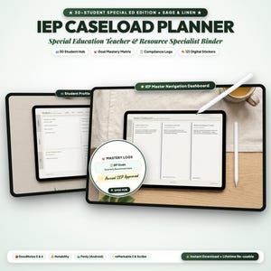 IEP Planner Digital Special Education Teacher Tracker, Goodnotes SPED Caseload Manager, Case Manager Binder, Student Progress Log iPad PDF