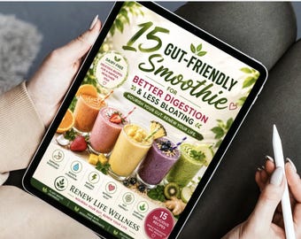 Dairy-Free Gut-Healing Smoothie Recipes PDF | Anti-Bloating & Anti-Inflammatory, 15 Healthy Smoothies for Digestion