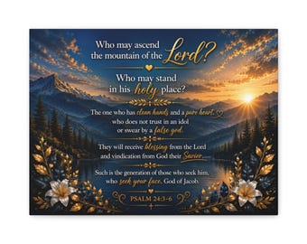 Psalm 24:3-6 Canvas Wall Art | Christian Home Decor | Bible Verse Canvas Print | Faith-Based Wall Art