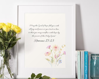 Romans 15:13 Bible Verse Wall Art Printable | Christian Wall Decor | Scripture Print for Hope, Joy & Peace (Instant Download)