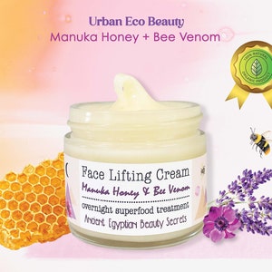 Organic Face Lifting Manuka Honey Bee Venom Boosted Day To Night Cream / Radiant Youthful Anti-Aging Facial Cream / Holistic Skin Superfood image 1