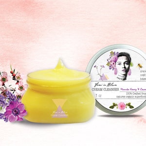 Organic Cleansing Balm Cream with Manuka Honey & Coconut / Old Fashioned Oil Based Gentle Facial Cleanser For Sensitive Skin / Remove Makeup