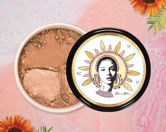 Natural Bronzer, Mineral Face and Body Shimmer Powder | Summer Sun Kissed Tan All Over Glow Bronzing Powder, Organic Vegan Friendly Makeup