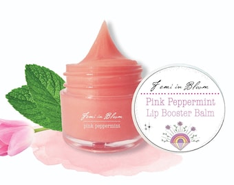 Pink Peppermint Organic Whipped Lip Balm Booster Treatment / Plant Based, Manuka Honey, Bee Venom / Anti-Aging, Moisturize, Hydrate, Plump