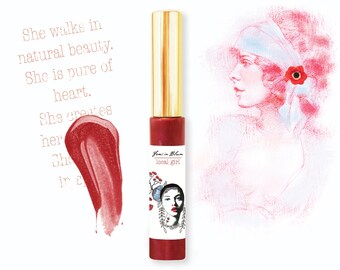 Red Cherry Sheer Glow Organic Lip Gloss Plumper Treatment / Plant-based, Raw Manuka Honey, Bee Venom / Lip Booster Glow, Moisturize, Hydrate