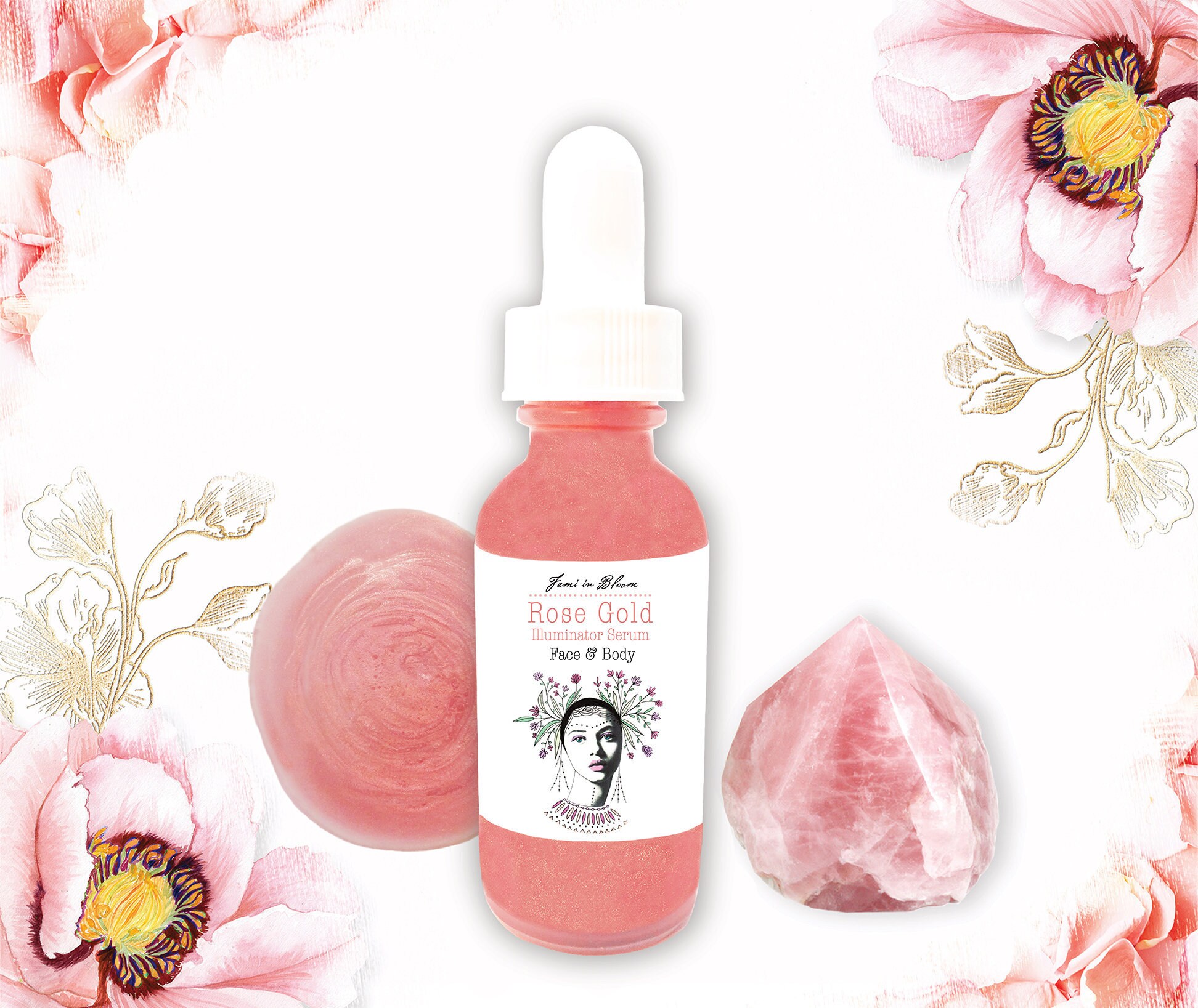 Rose Gold Illuminator Serum For Face And Body Pink Quartz Etsy