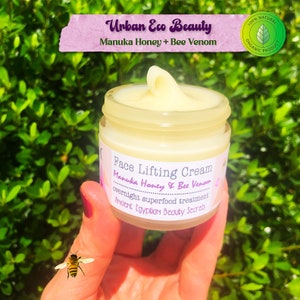 Organic Face Lifting Manuka Honey Bee Venom Boosted Day To Night Cream / Radiant Youthful Anti-Aging Facial Cream / Holistic Skin Superfood image 2