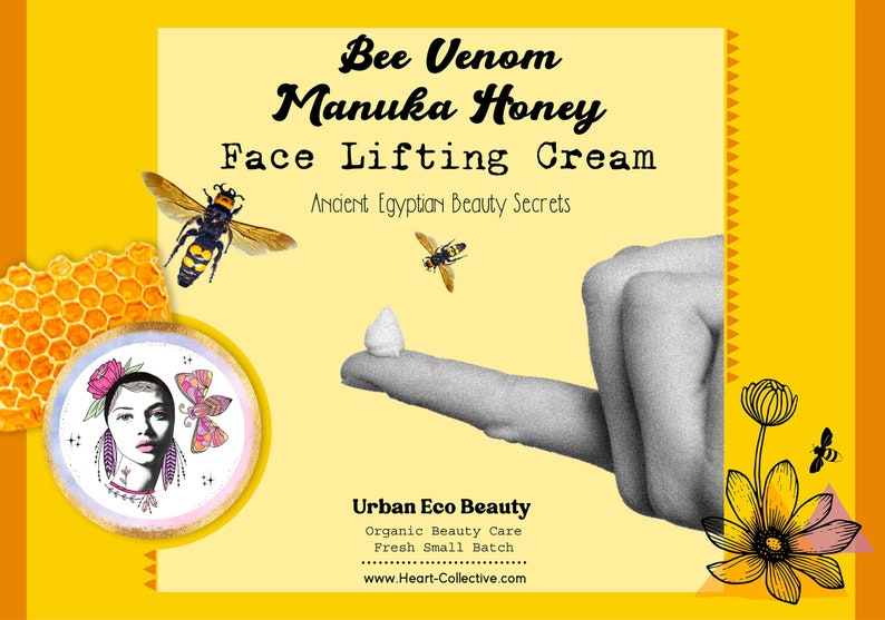 Organic Face Lifting Manuka Honey Bee Venom Boosted Day To Night Cream / Radiant Youthful Anti-Aging Facial Cream / Holistic Skin Superfood image 6