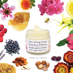 Organic Face Lifting Manuka Honey Bee Venom Boosted Day To Night Cream / Radiant Youthful Anti-Aging Facial Cream / Holistic Skin Superfood image 5