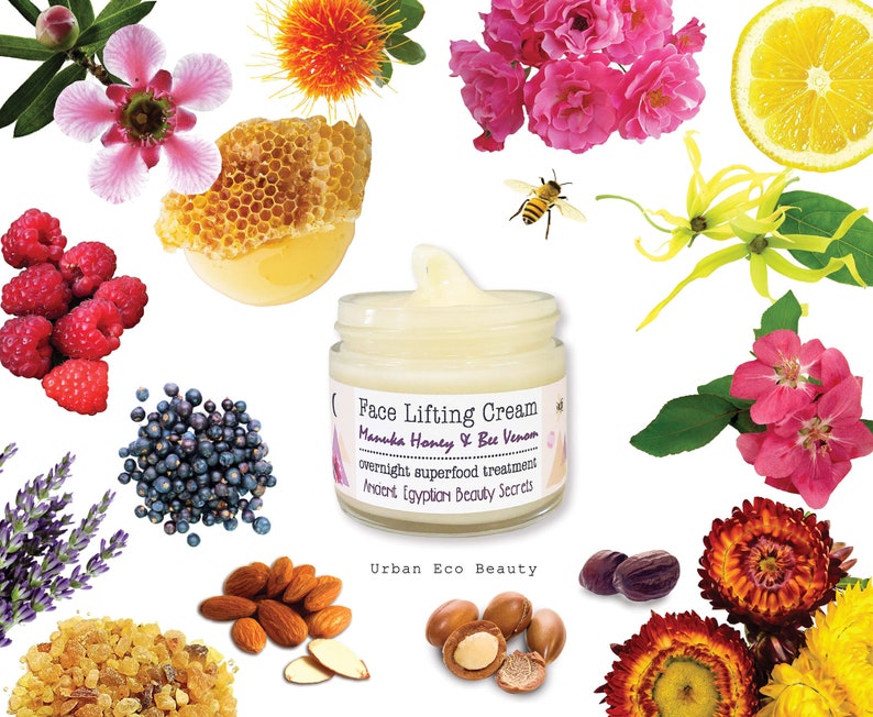 Organic Face Lifting Manuka Honey Bee Venom Boosted Day To Night Cream / Radiant Youthful Anti-Aging Facial Cream / Holistic Skin Superfood image 5