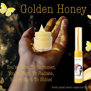 Golden Honey Bee Illuminator Serum for Face and Body / Natural Shimmer Highlighting Glow / Anti-Aging, Hydrating, Moisturizing / Organic image 8