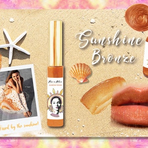 Sunshine Bronze Sheer Shimmer Organic Lip Gloss Plumper Treatment / Plant-based, Manuka Honey, Bee Venom / Lip Booster, Moisturize, Hydrate image 8