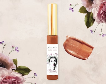 Rosy Mauve Sheer Tint Organic Lip Gloss Plumper Treatment / Plant-based, Manuka Honey, Bee Venom / Lip Booster Glow, Moisturize, Hydrate