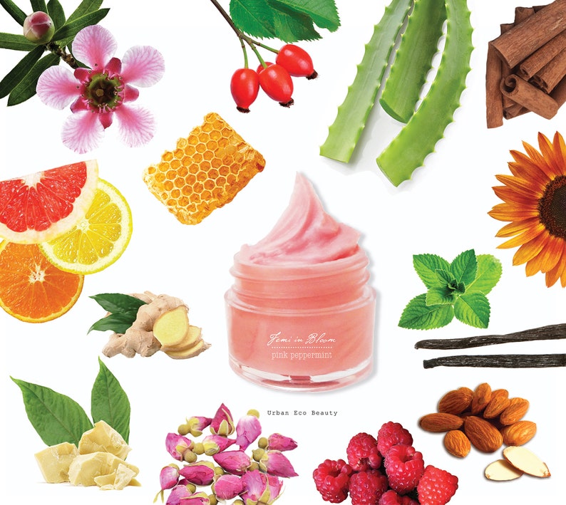 Pink Peppermint Organic Whipped Lip Balm Booster Treatment / Plant Based, Manuka Honey, Bee Venom / Anti-Aging, Moisturize, Hydrate, Plump image 4