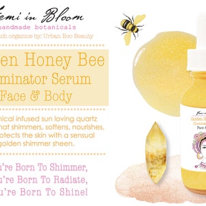 Golden Honey Bee Illuminator Serum for Face and Body / Natural Shimmer Highlighting Glow / Anti-Aging, Hydrating, Moisturizing / Organic image 5