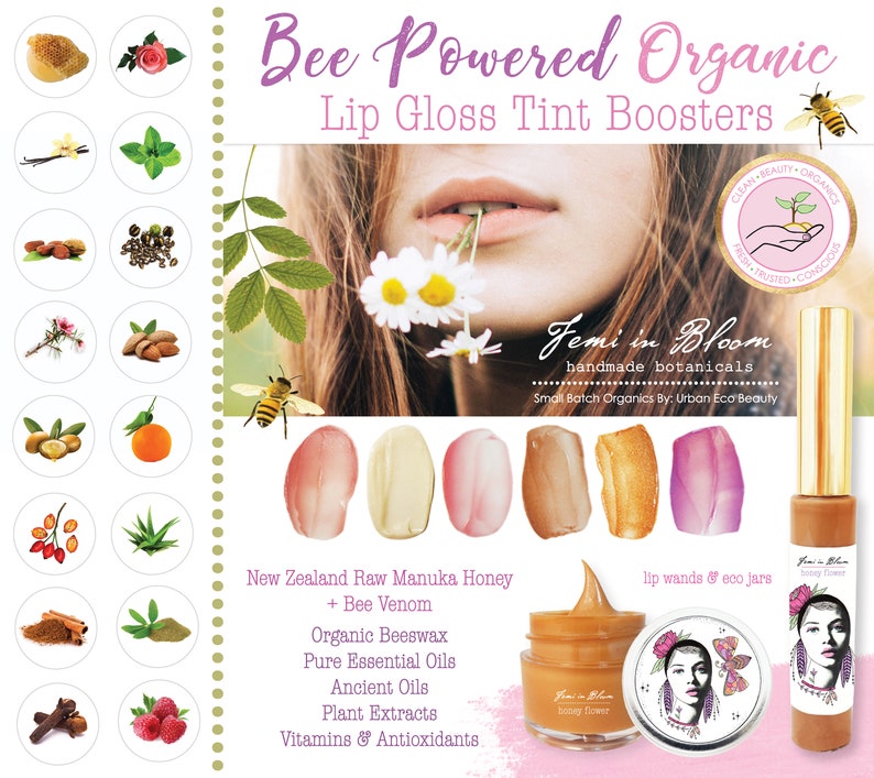 Pink Peppermint Organic Whipped Lip Balm Booster Treatment / Plant Based, Manuka Honey, Bee Venom / Anti-Aging, Moisturize, Hydrate, Plump image 8